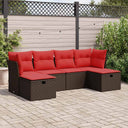 vidaXL 6-Piece Lounge Set with Cushions Poly Rattan Black