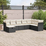 vidaXL 8-delige Loungeset met kussens poly rattan zwart