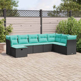 vidaXL 8-Piece Lounge Set with Cushions Poly Rattan Black