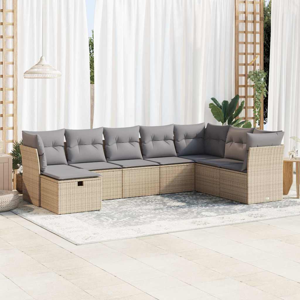 vidaXL 8-delige Loungeset met kussens poly rattan zwart