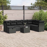 vidaXL 8-delige Loungeset met kussens poly rattan zwart
