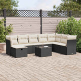 vidaXL 8-delige Loungeset met kussens poly rattan zwart