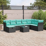 vidaXL 8-Piece Lounge Set with Cushions Poly Rattan Black
