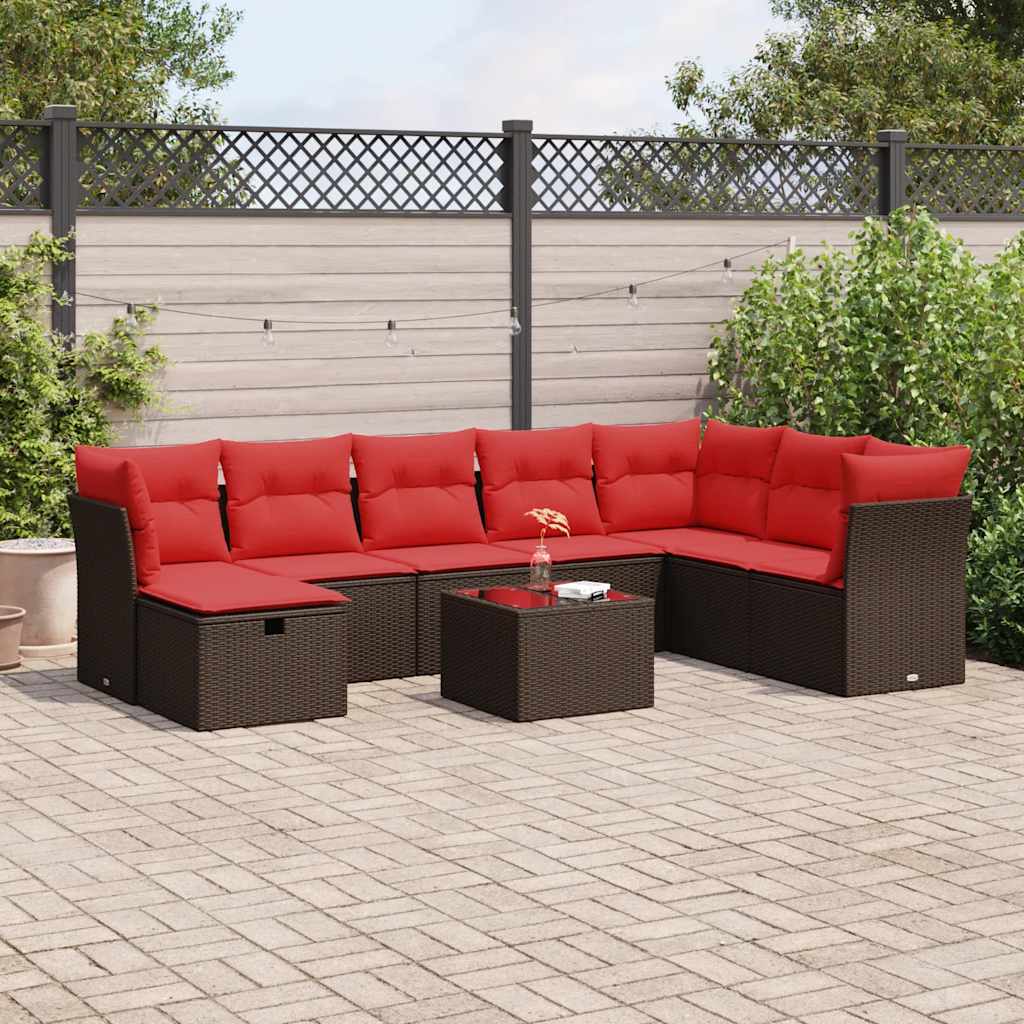 vidaXL 8-Piece Lounge Set with Cushions Poly Rattan Black