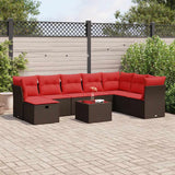 vidaXL 8-Piece Lounge Set with Cushions Poly Rattan Black