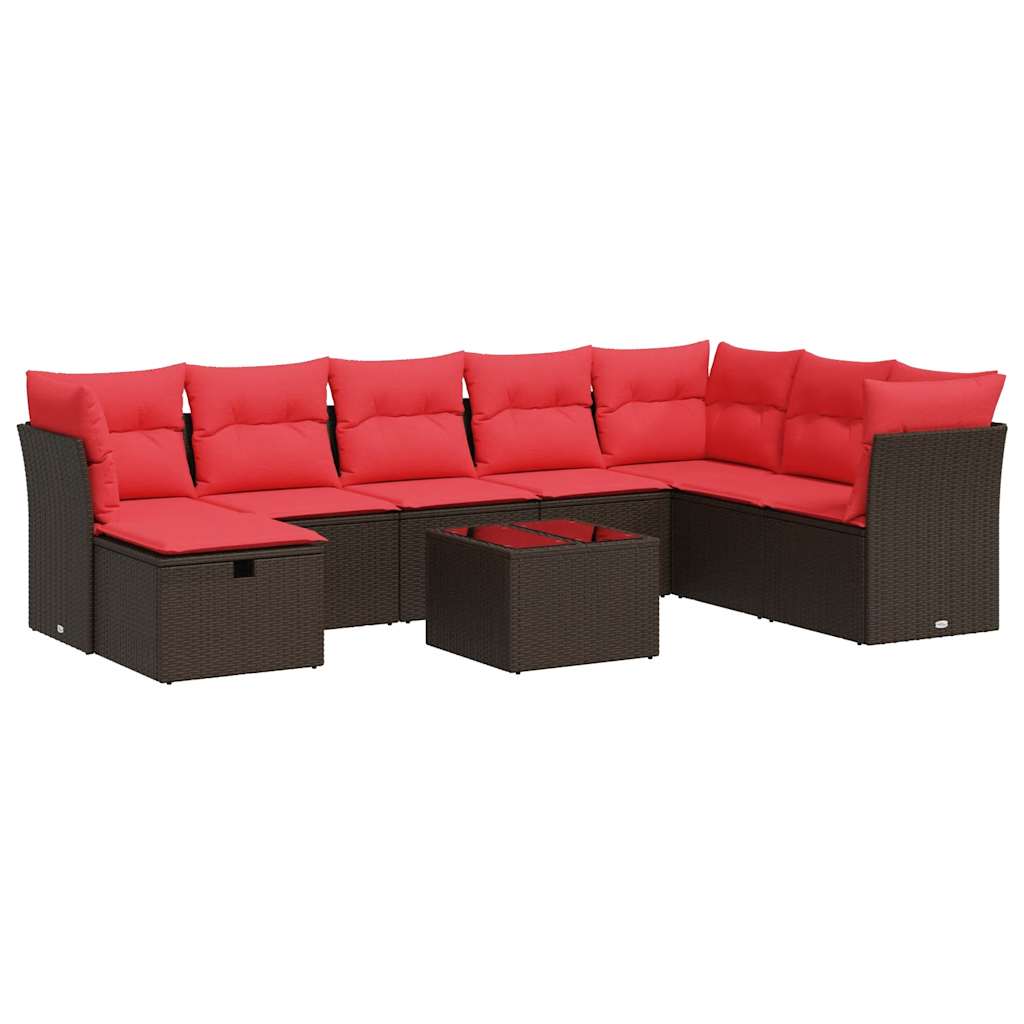 vidaXL 8-Piece Lounge Set with Cushions Poly Rattan Black