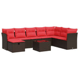 vidaXL 8-Piece Lounge Set with Cushions Poly Rattan Black