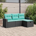 vidaXL 4-delige tuinbankset met kussens, bruin polyrotan