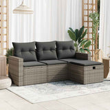 vidaXL 4-delige Loungeset met kussens poly rattan zwart