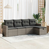 vidaXL 5-delige Loungeset met kussens poly rattan zwart