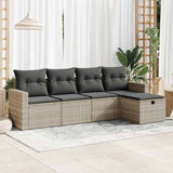 vidaXL 5-delige Loungeset met kussens poly rattan zwart