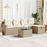 vidaXL 5-delige Loungeset met kussens poly rattan zwart