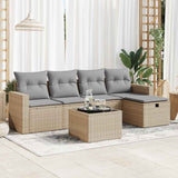 vidaXL 5-delige Loungeset met kussens poly rattan zwart