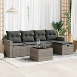 vidaXL 5-delige Loungeset met kussens poly rattan zwart