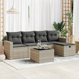 vidaXL 5-delige Loungeset met kussens poly rattan zwart