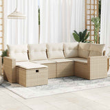 vidaXL 6-delige Loungeset met kussens poly rattan zwart