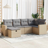 vidaXL 6-delige Loungeset met kussens poly rattan zwart