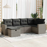 vidaXL 6-delige Loungeset met kussens poly rattan zwart