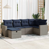 vidaXL 6-delige Loungeset met kussens poly rattan zwart