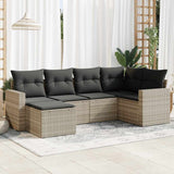 vidaXL 6-delige Loungeset met kussens poly rattan zwart