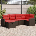 vidaXL 6-delige Loungeset met kussens poly rattan zwart