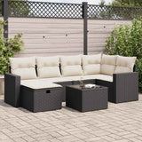 vidaXL 6-delige Loungeset met kussens poly rattan zwart