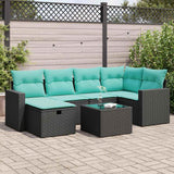 vidaXL 6-delige Loungeset met kussens poly rattan zwart