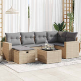 vidaXL 6-delige Loungeset met kussens poly rattan zwart