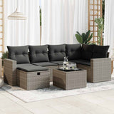 vidaXL 6-delige Loungeset met kussens poly rattan zwart