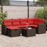 vidaXL 6-delige Loungeset met kussens poly rattan zwart