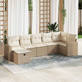vidaXL 7-delige Loungeset met kussens poly rattan zwart