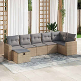 vidaXL 7-delige Loungeset met kussens poly rattan zwart