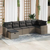 vidaXL 7-delige Loungeset met kussens poly rattan zwart