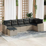 vidaXL 7-delige Loungeset met kussens poly rattan zwart