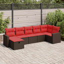 vidaXL 7-delige Loungeset met kussens poly rattan grijs