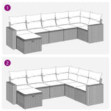 vidaXL 7-delige Loungeset met kussens poly rattan grijs
