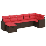 vidaXL 7-delige Loungeset met kussens poly rattan grijs