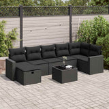 vidaXL 7-delige Loungeset met kussens poly rattan zwart
