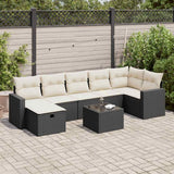 vidaXL 7-delige Loungeset met kussens poly rattan zwart