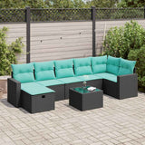 vidaXL 7-delige Loungeset met kussens poly rattan grijs
