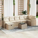 vidaXL 7-delige Loungeset met kussens poly rattan zwart