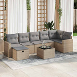vidaXL 7-delige Loungeset met kussens poly rattan zwart