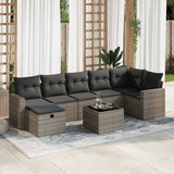 vidaXL 7-delige Loungeset met kussens poly rattan zwart