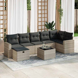 vidaXL 7-delige Loungeset met kussens poly rattan zwart