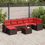vidaXL 7-delige Loungeset met kussens poly rattan grijs
