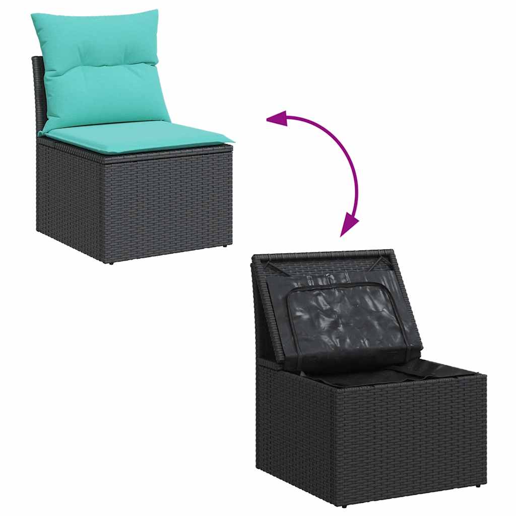 vidaXL 6-delige Loungeset met kussens poly rattan zwart