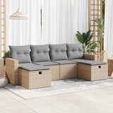 vidaXL 6-delige Loungeset met kussens poly rattan zwart