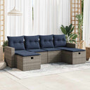 vidaXL 6-delige Loungeset met kussens poly rattan zwart