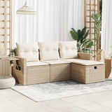 vidaXL 4-delige Loungeset met kussens poly rattan zwart