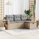 vidaXL 4-delige Loungeset met kussens poly rattan zwart